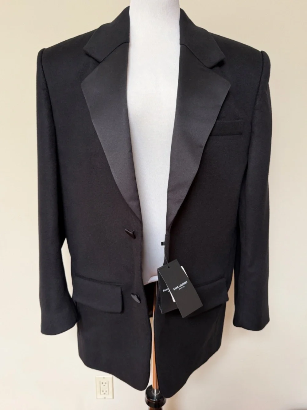 Saint Laurent YSL Runway Oversize Cashmere Wool Tuxedo Blazer Jacket
